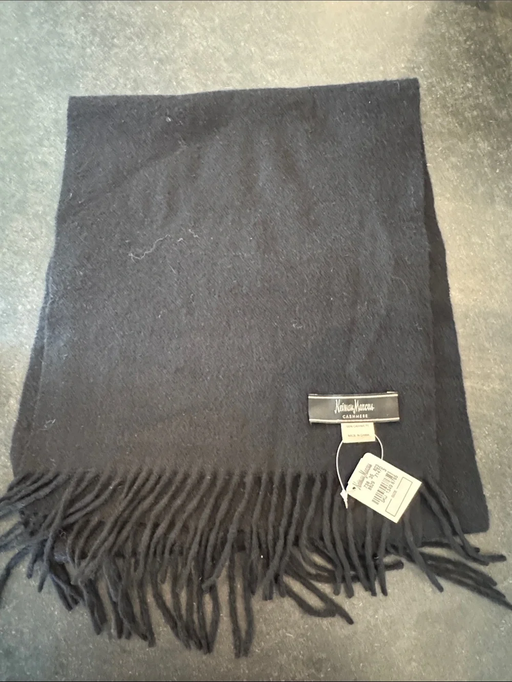 Neiman Marcus Black Fringe Cashmere Scarf